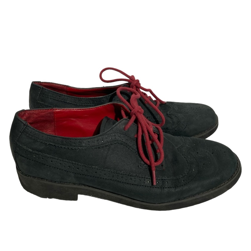 Lauren Ralph Lauren Imogen Wingtips Black Leather Shoes Lace up Size 8.5 B